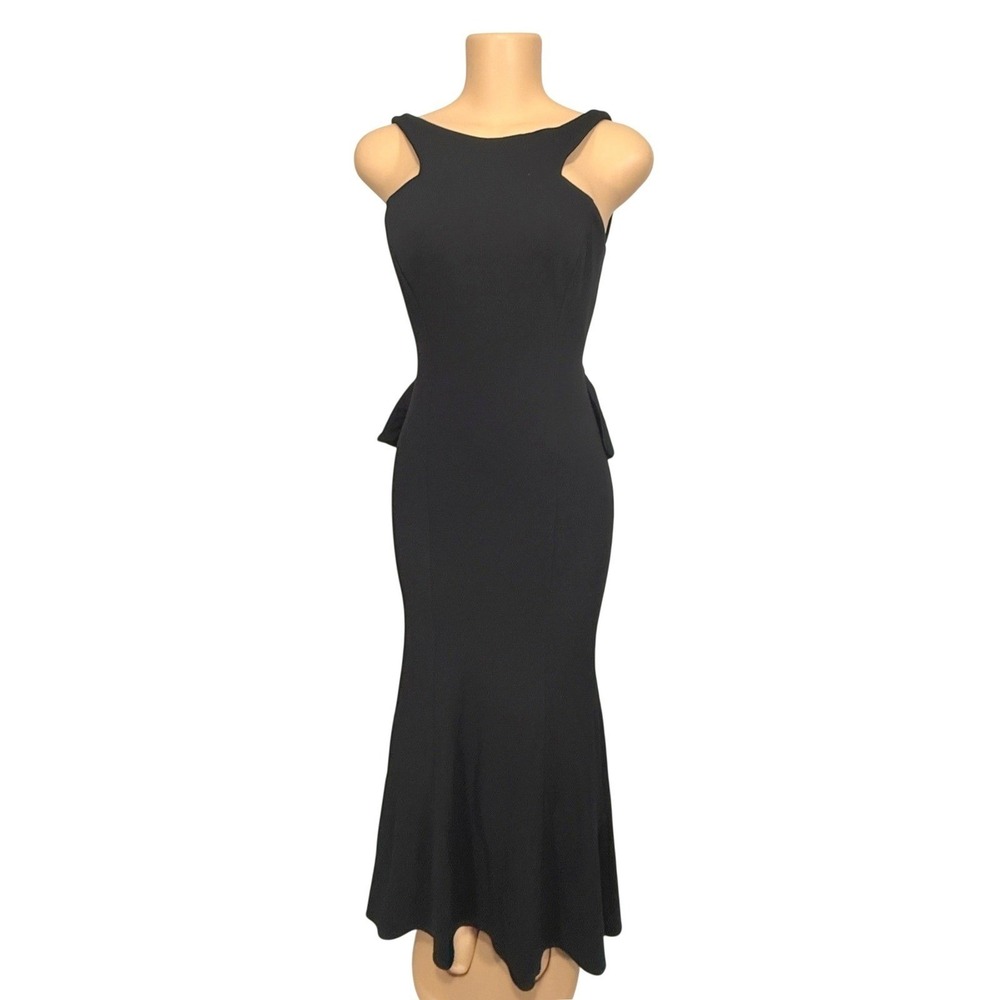 Xscape Womens Black Open Back Ruffle Formal Gown Dress XS8305‎ Size 10